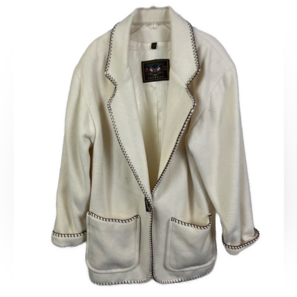 Vintage‎ Women's Express Wool Blend Cream Western Oversized Jacket- Size XS